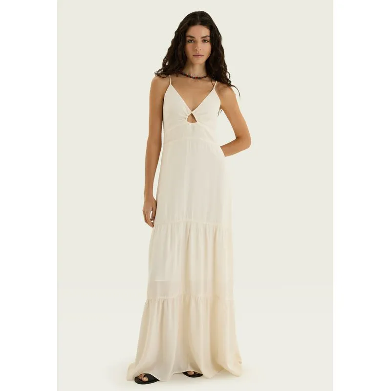 Vestido Midi Com Recortes - Off white XG