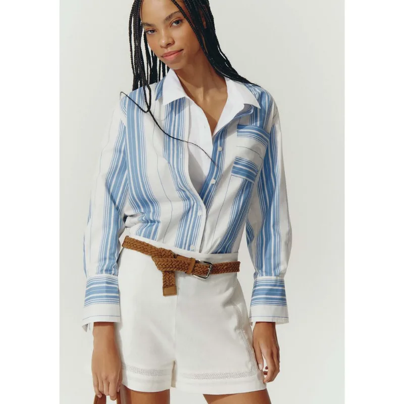 Shorts Feminino Evasê Em Algodão - Off white M