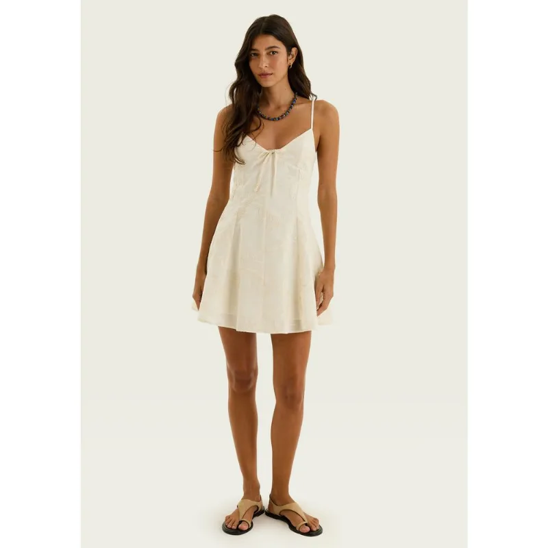 Vestido Curto Estampado Evasê - Off white M