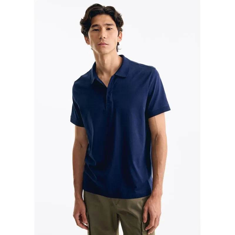 Camisa Polo Básica Masculina Manga Curta Pima - Azul G