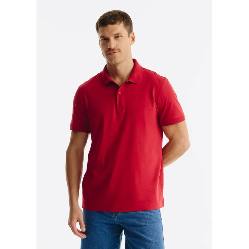 Camisa Polo Básica Masculina Manga Curta Pima - Vermelho P