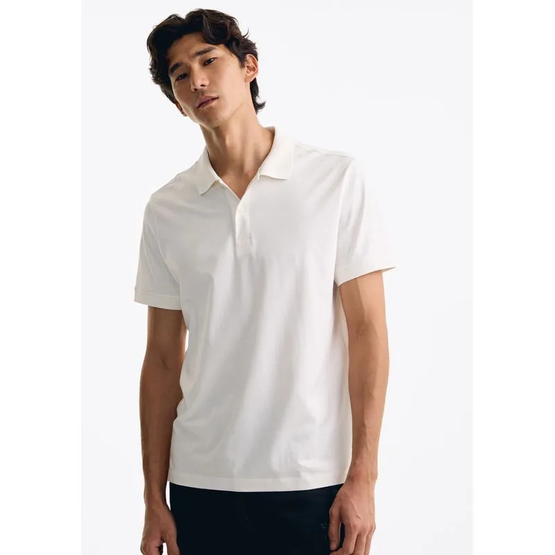 Camisa Polo Básica Masculina Manga Curta Pima - Off white M
