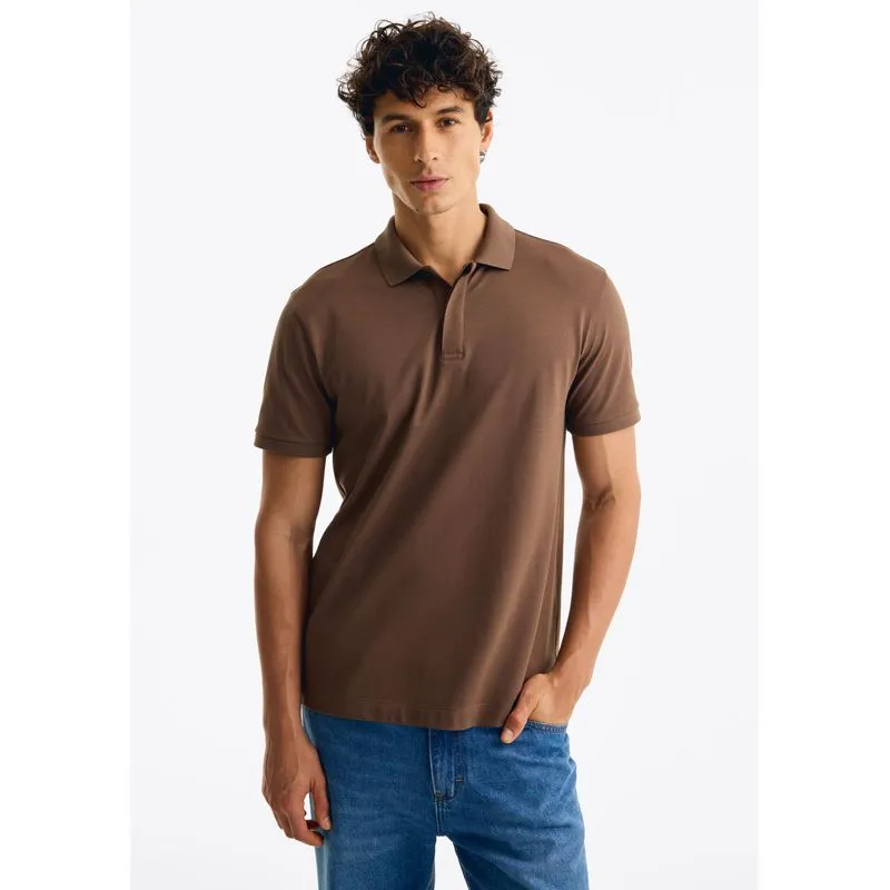 Camisa Polo Masculina Em Piquet Pima - Marrom G