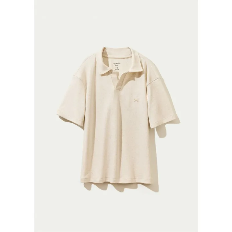 Camisa Polo Infantil Menino Oversized Com Linho - Natural 010