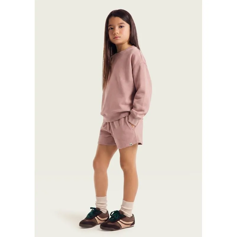 Shorts Infantil Menina Runner Em Moletinho - Rosa 012