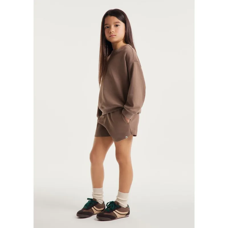 Shorts Infantil Menina Runner Em Moletinho - Marrom 006
