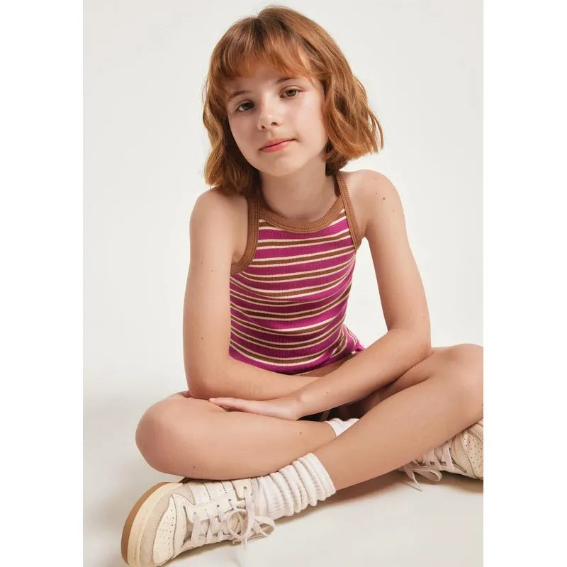 Regata Infantil Menina Halter Neck Em Ribana - Rosa 004