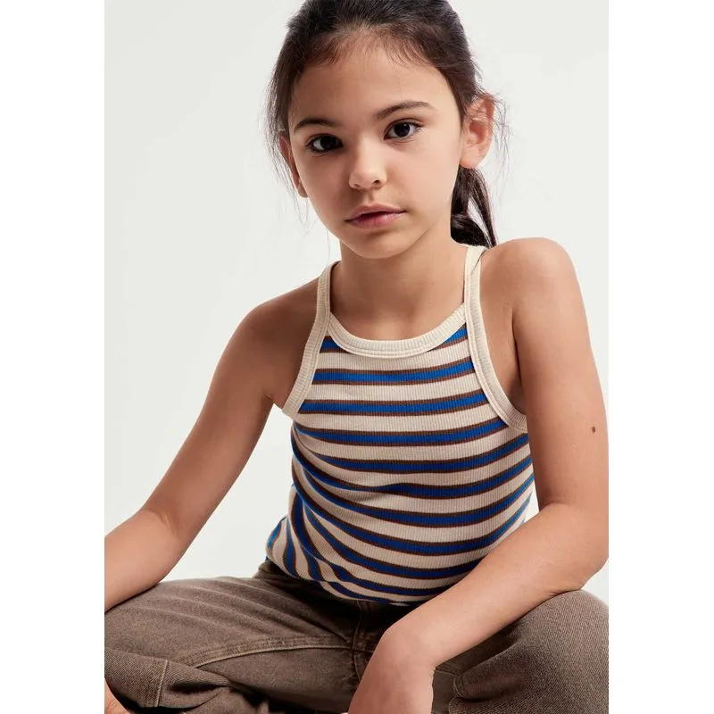 Regata Infantil Menina Halter Neck Em Ribana - Azul 008
