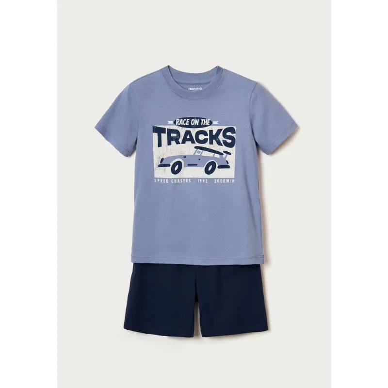 Pijama Infantil Menino Curto Com Estampa - Azul 004
