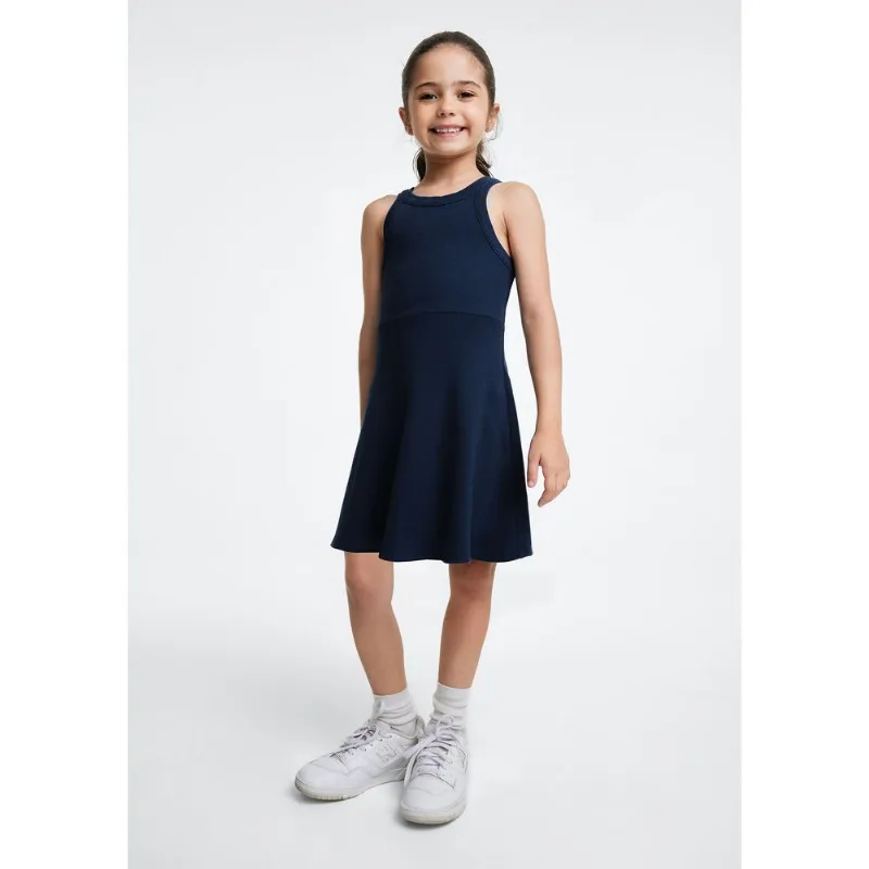 Vestido Infantil Curto Canelado - Azul 004