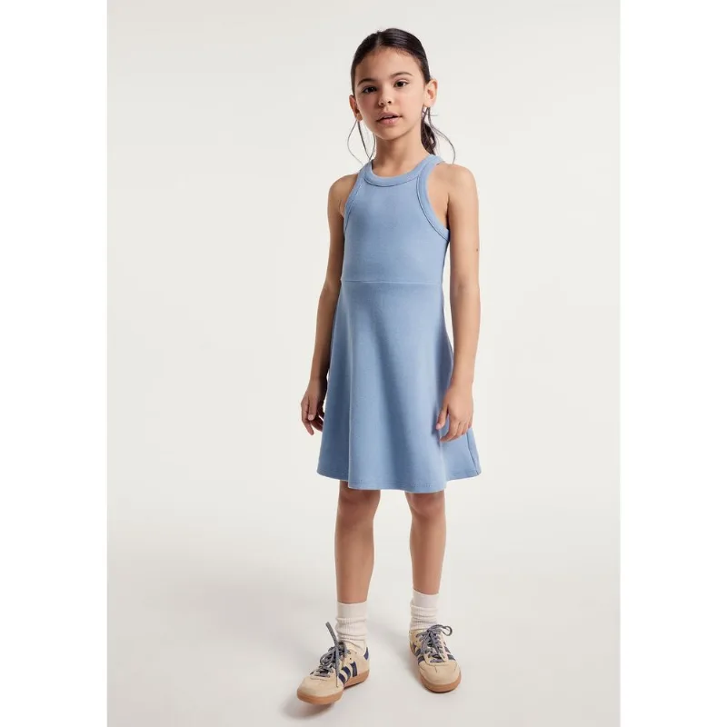 Vestido Infantil Curto Canelado - Azul 006