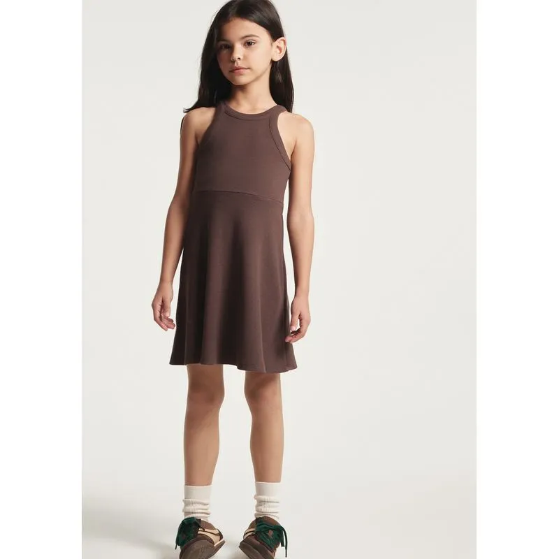Vestido Infantil Curto Canelado - Marrom 008