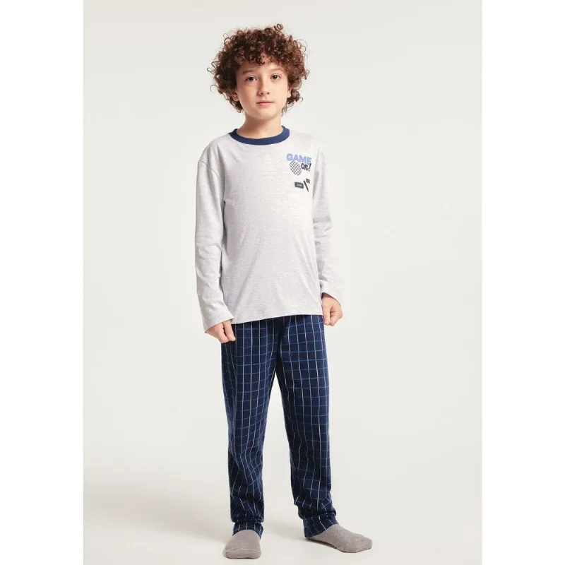 Pijama Infantil Menino Estampa Brilha No Escuro - Cinza 006