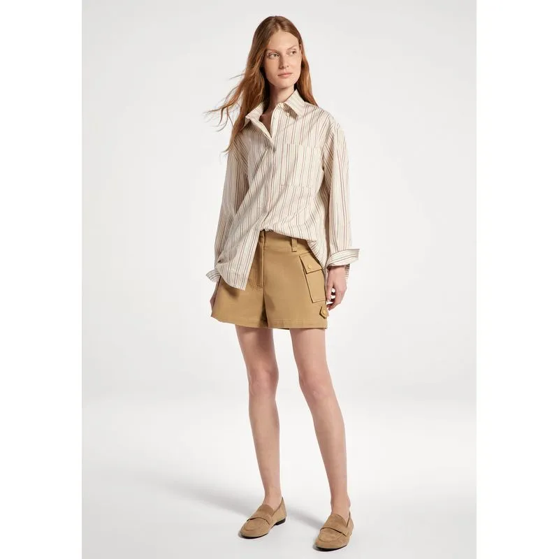 Shorts Feminino Evasê Em Gabardine - Bege 038