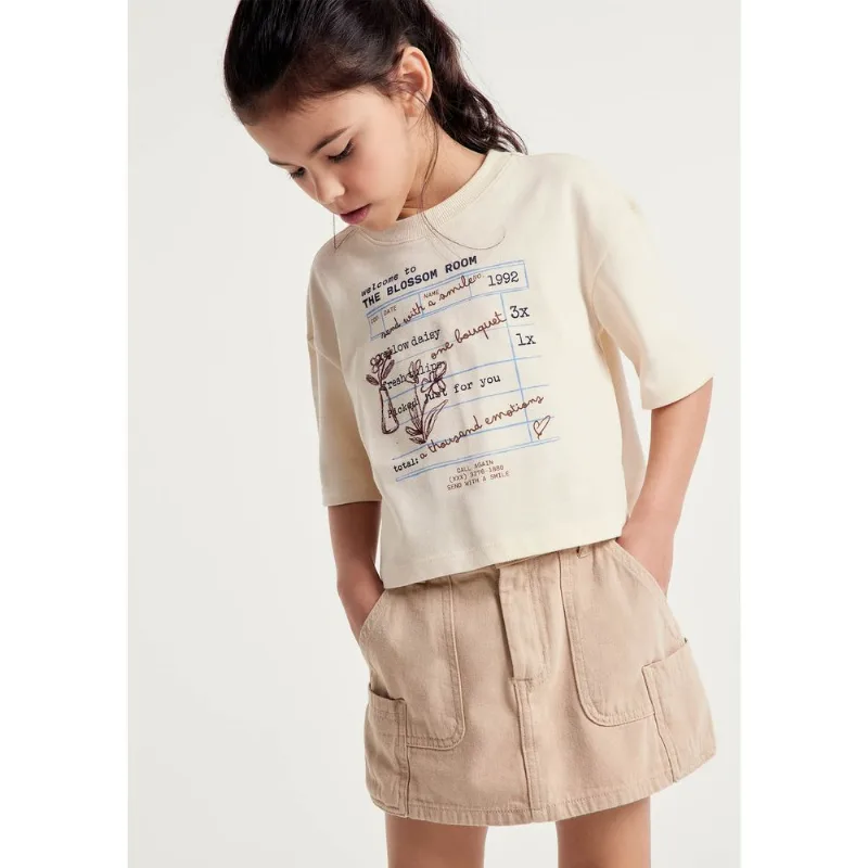Shorts Saia Infantil Cargo Em Sarja - Bege 010