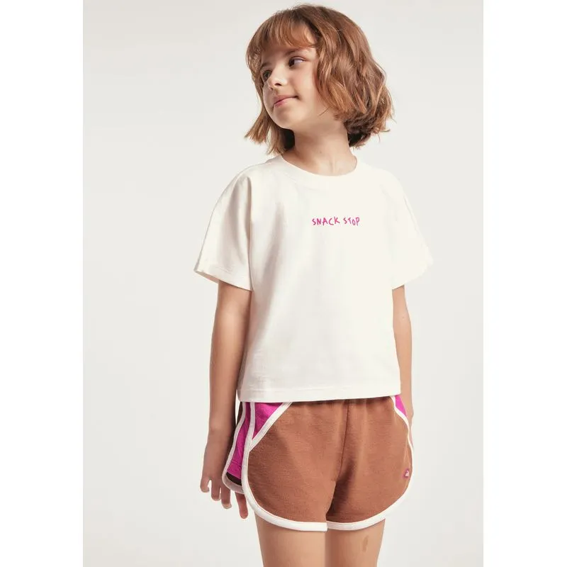 Shorts Infantil Menina Runner Texturizado - Marrom 014