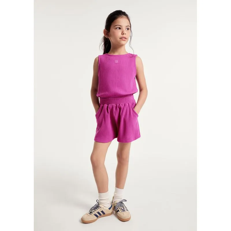Conjunto Curto Infantil Menina Em Ribana Canelada - Rosa 008