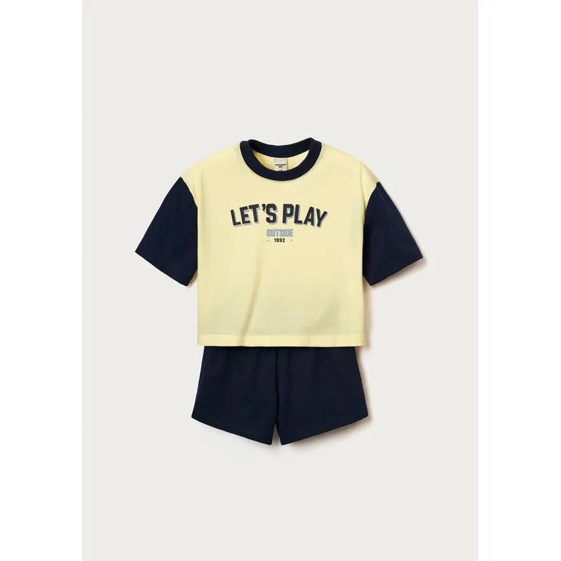 Conjunto Curto Em Moletom Infantil Menina Com Estampa - Azul 006