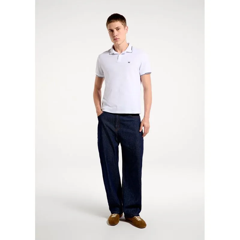 Camisa Polo Masculina Manga Curta Com Bordado - Off white XG