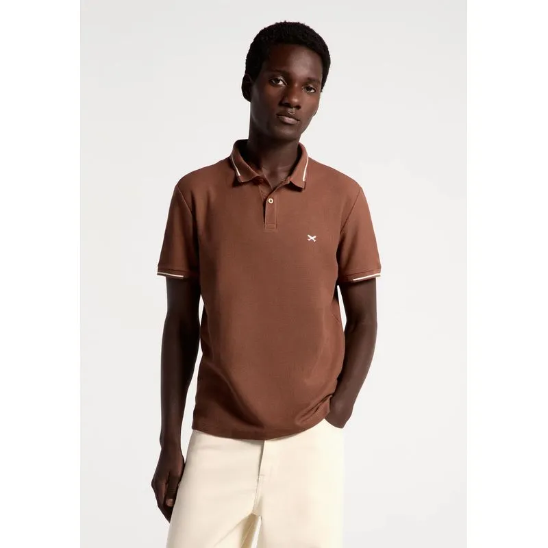 Camisa Polo Masculina Manga Curta Com Bordado - Marrom G