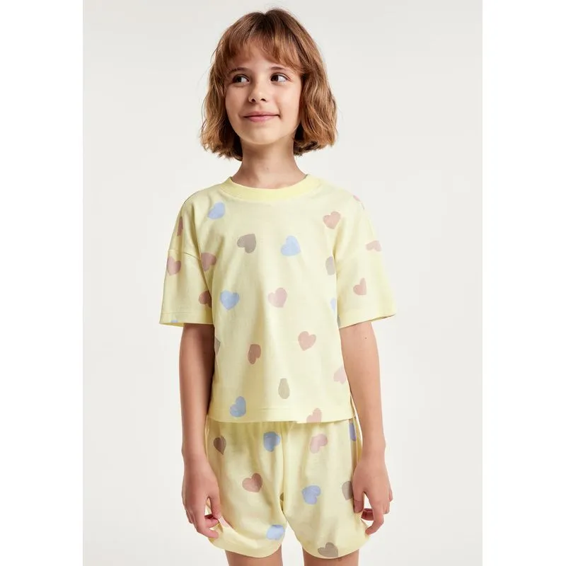 Pijama Infantil Menina Box Estampado - Amarelo 006
