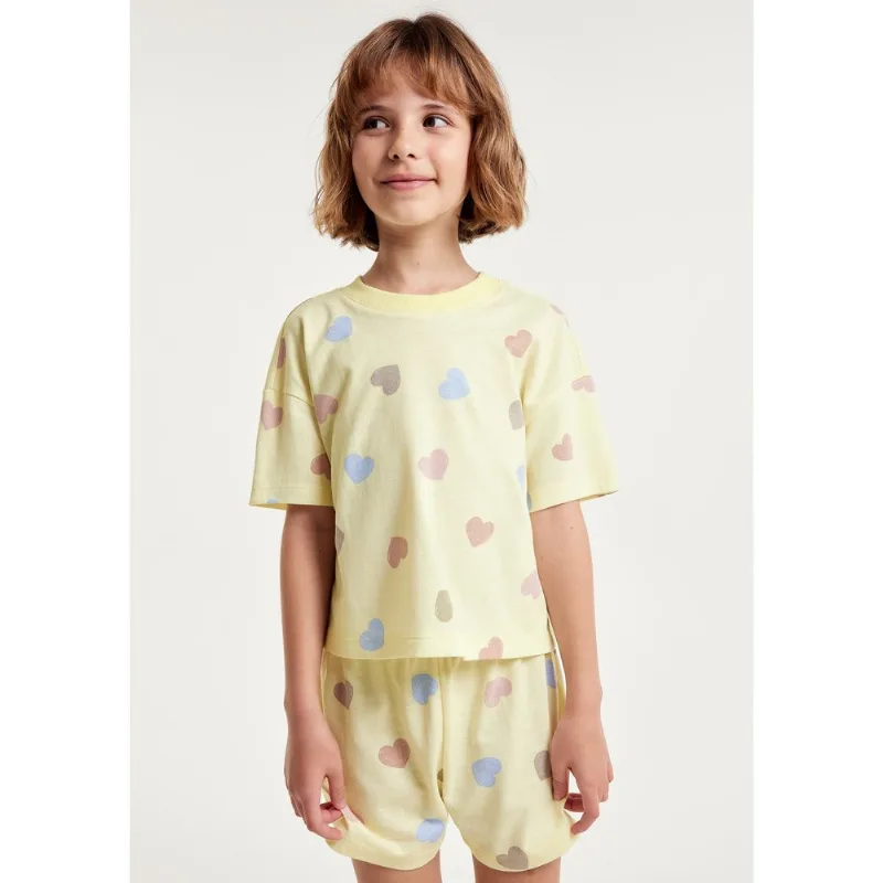 Pijama Infantil Menina Box Estampado - Amarelo 014