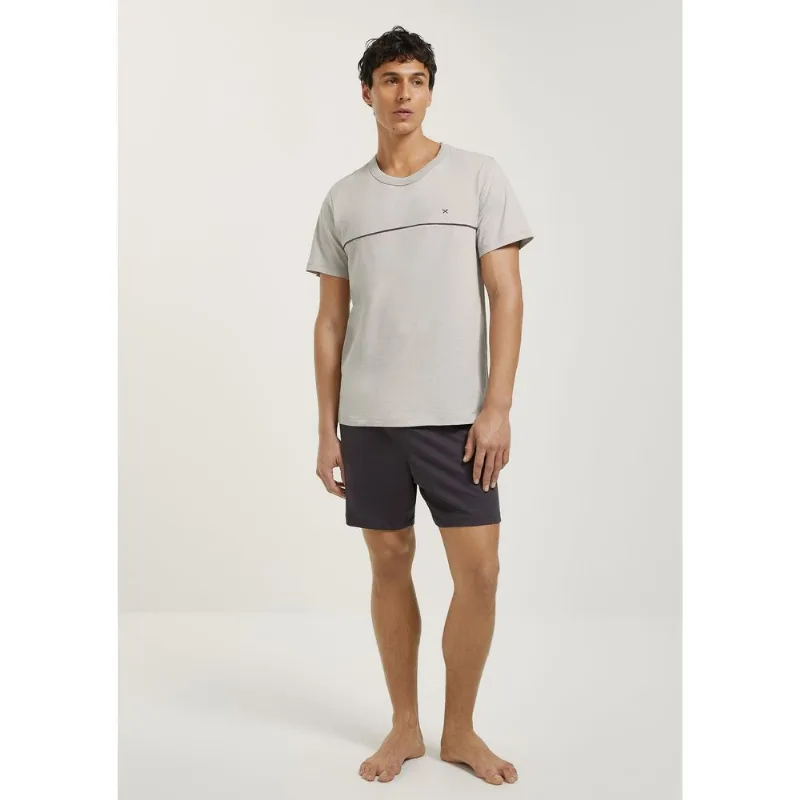 Pijama Curto Masculino Em Algodão - Cinza XXG