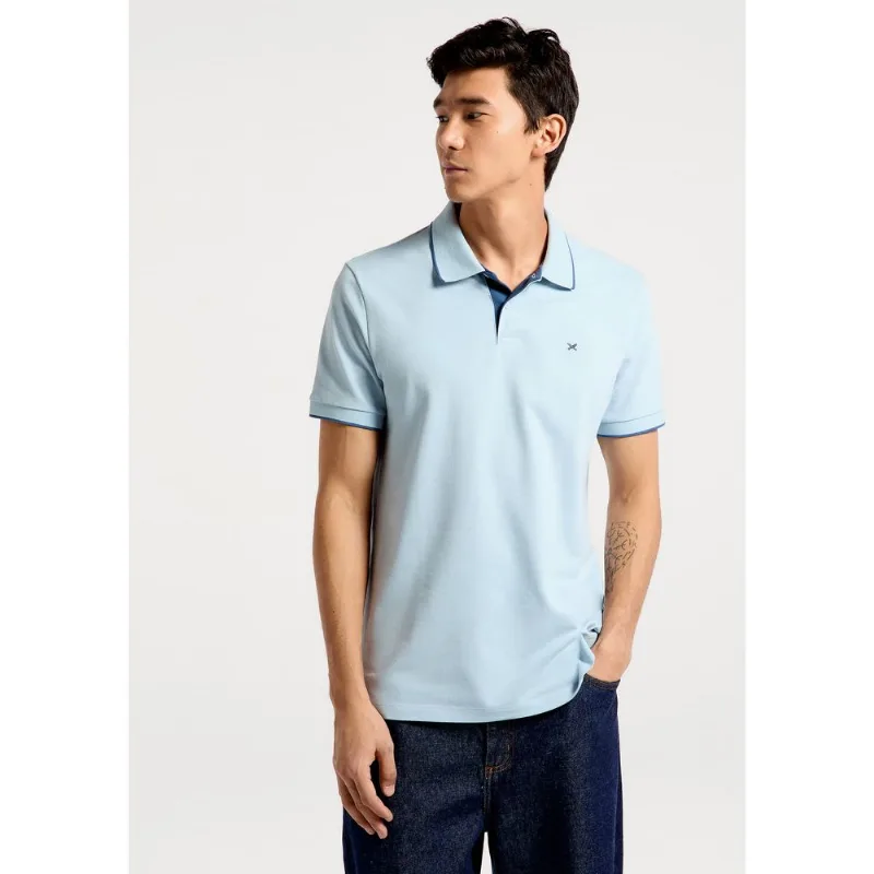Camisa Polo Básica Masculina Em Piquet Com Bordado - Azul XG
