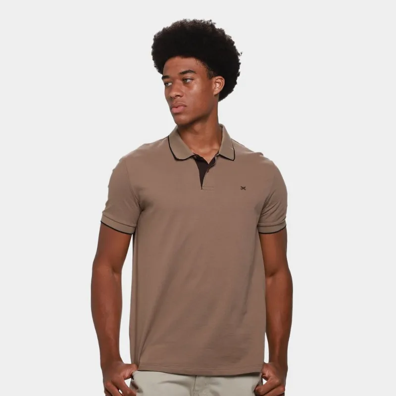 Camisa Polo Hering Masculina - Masculino - Marrom Claro+Marrom Escuro