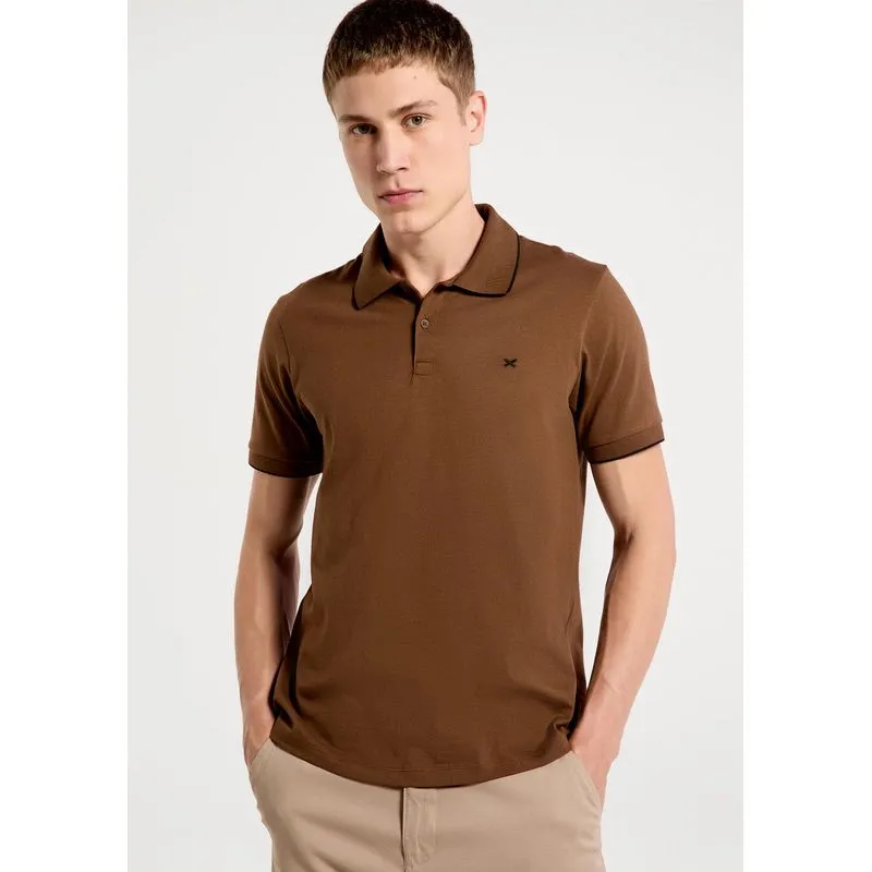 Camisa Polo Básica Masculina Super Cotton Com Bordado - Marrom G
