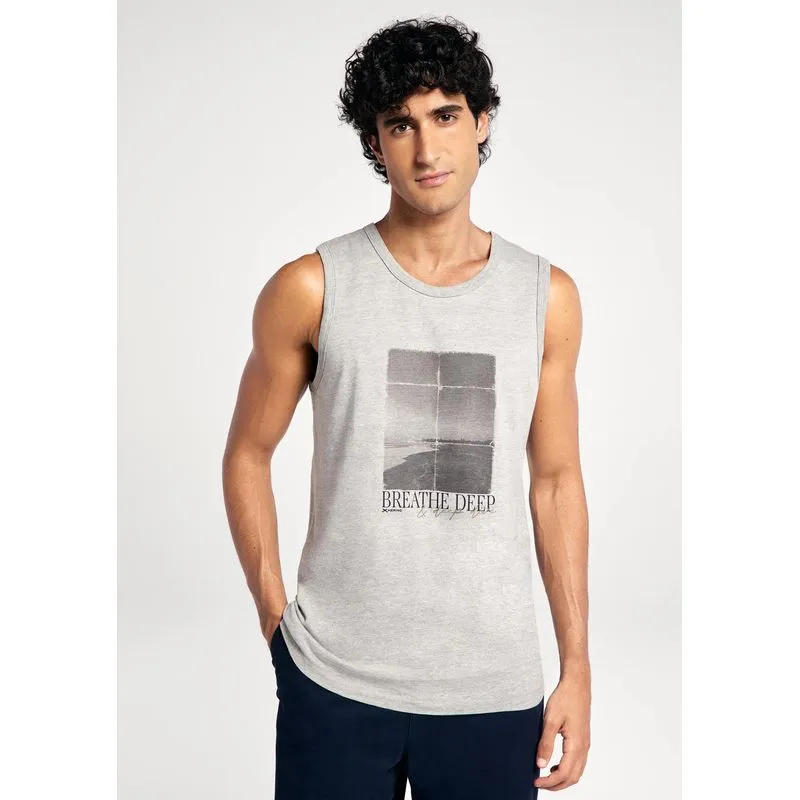 Regata Básica Masculina Regular Com Estampa - Cinza XG