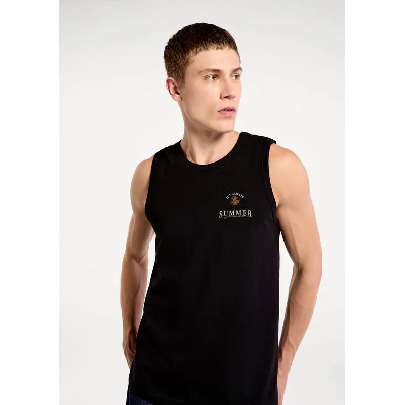 Regata Básica Masculina Regular Com Estampa - Preto G