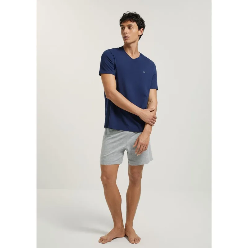 Pijama Masculino Curto Com Bordado - Cinza XXG