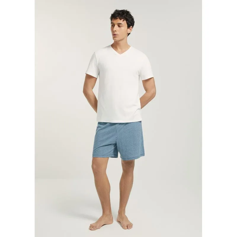 Pijama Masculino Curto Em Malha - Azul XXG