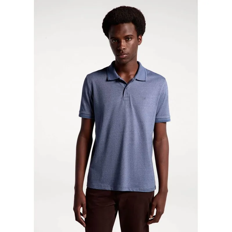 Camisa Polo Básica Masculina Em Malha Texturizada - Azul XXG