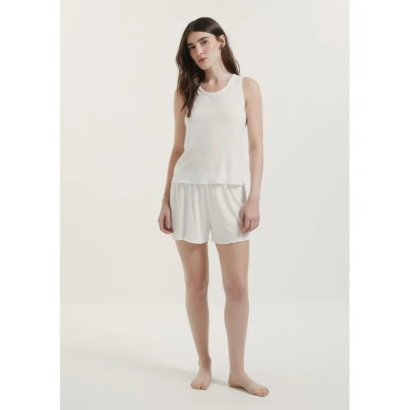 Pijama Curto Feminino Em Ribana - Off white G