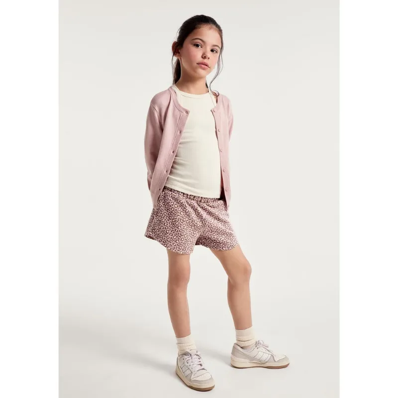 Shorts Infantil Menina Cós Elástico Estampado - Rosa 014