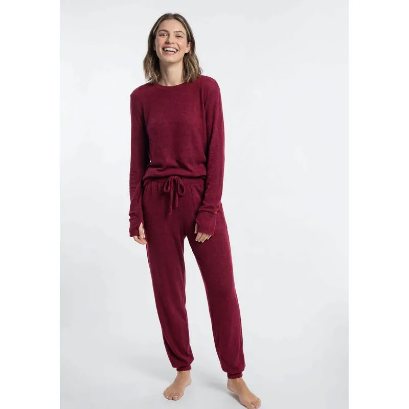 Pijama Feminino Longo Em Tricô - Vinho XG