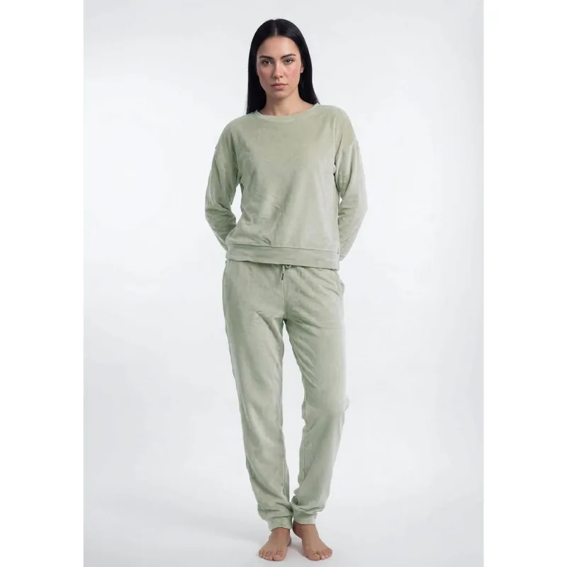 Pijama Longo Feminino Em Plush - Verde XG