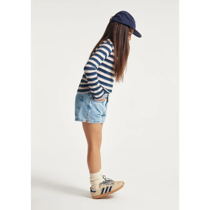 Shorts Jeans Infantil Menina Barra Desfiada - Azul 014