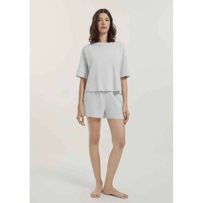 Pijama Feminino Curto Box Em Algodão - Cinza XG