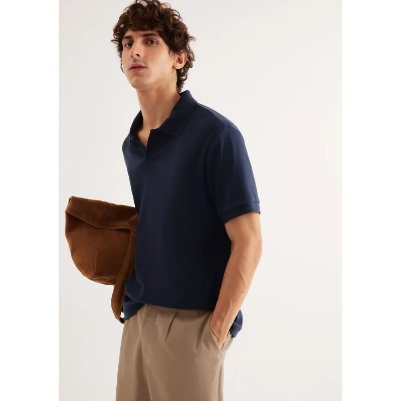 Camisa Polo Masculina Em Malha Premium - Azul M