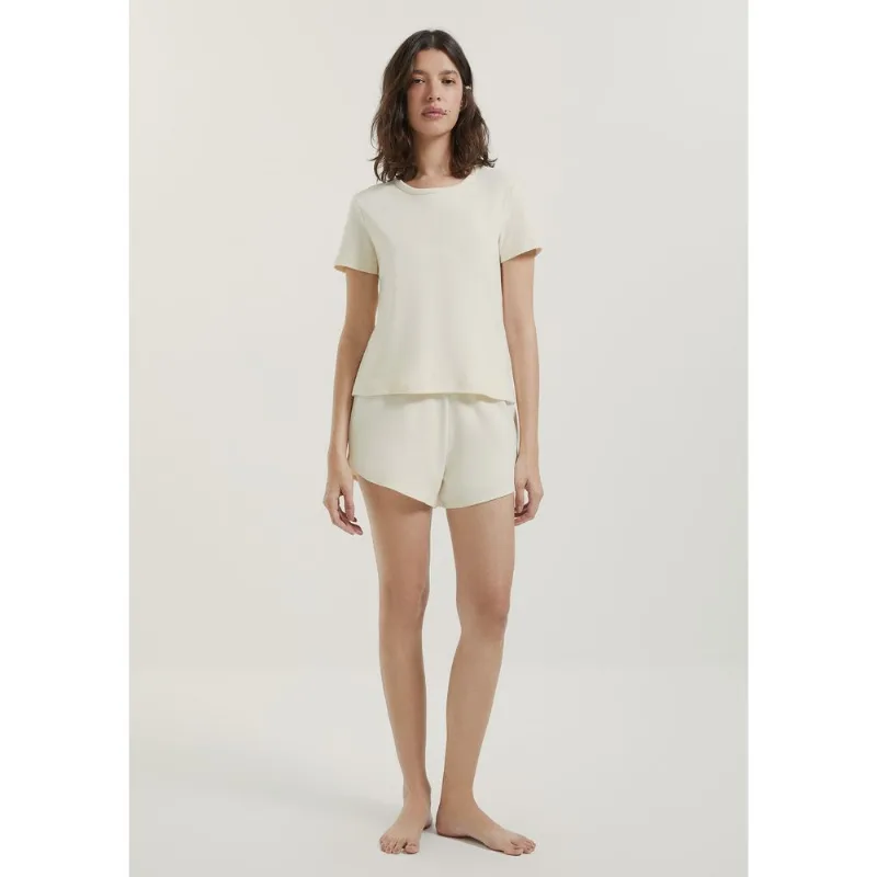 Pijama Curto Feminino Texturizado - Creme G