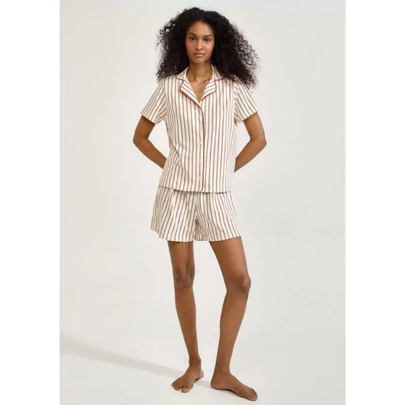 Pijama Curto Feminino Americano Estampado - Creme M