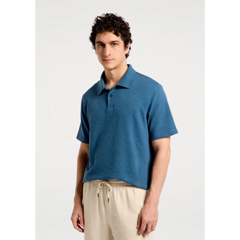 Polo Masculina Regular Texturizada - Azul XG