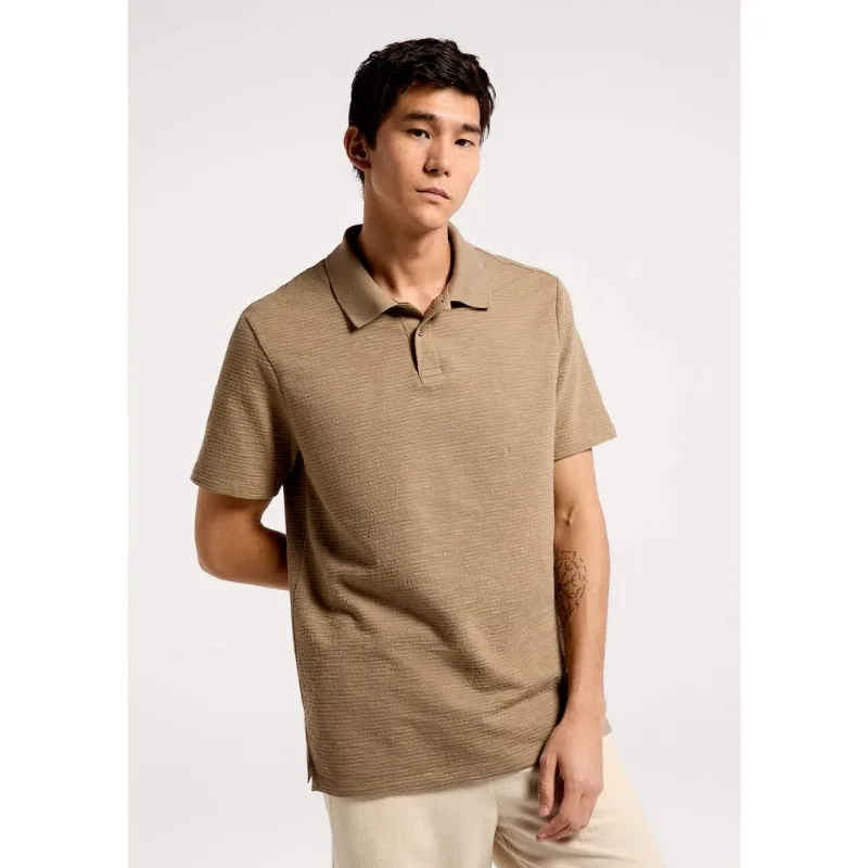 Polo Masculina Regular Texturizada - Marrom G