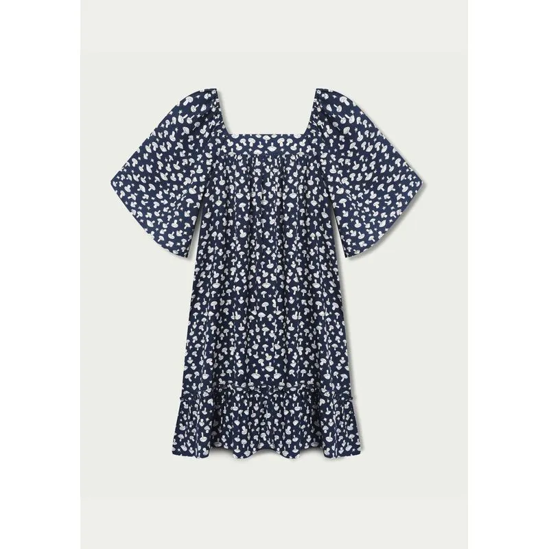 Vestido Infantil Com Mangas Bufantes - Azul 004