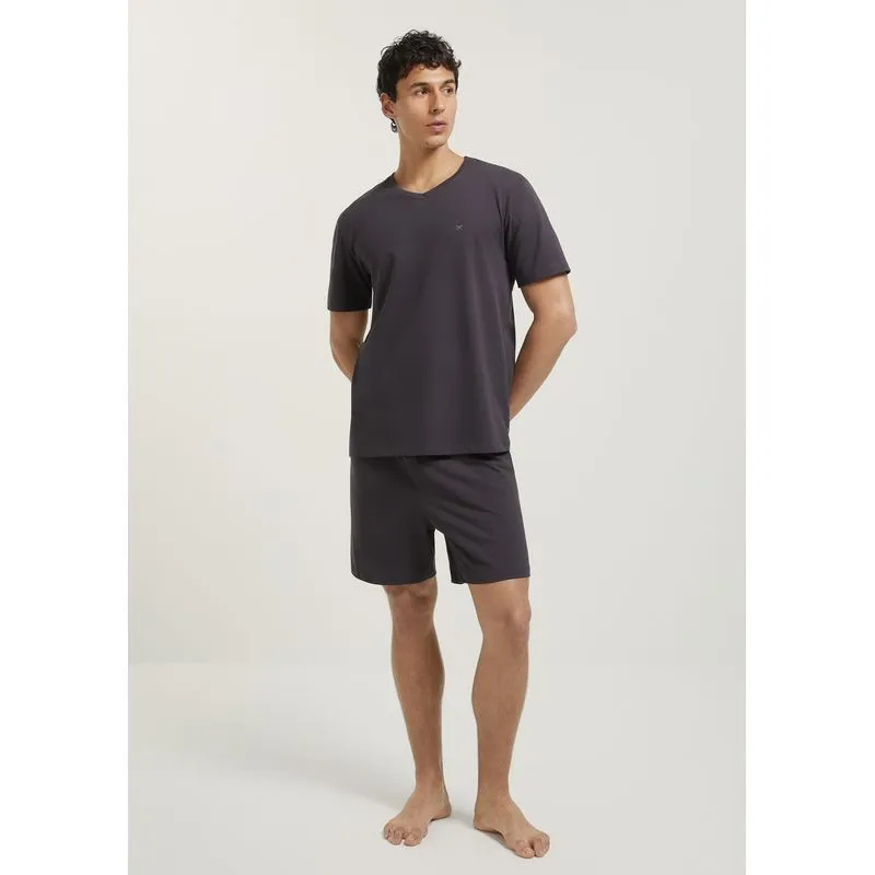 Pijama Curto Masculino Em Piquet Premium - Cinza XXG