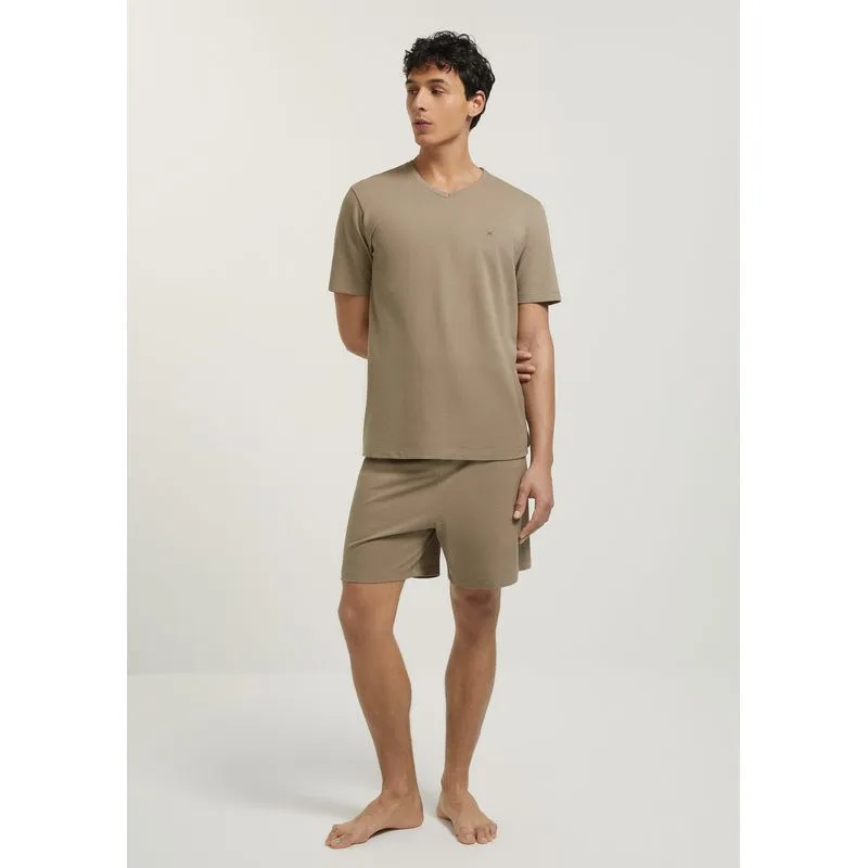 Pijama Curto Masculino Em Piquet Premium - Bege P