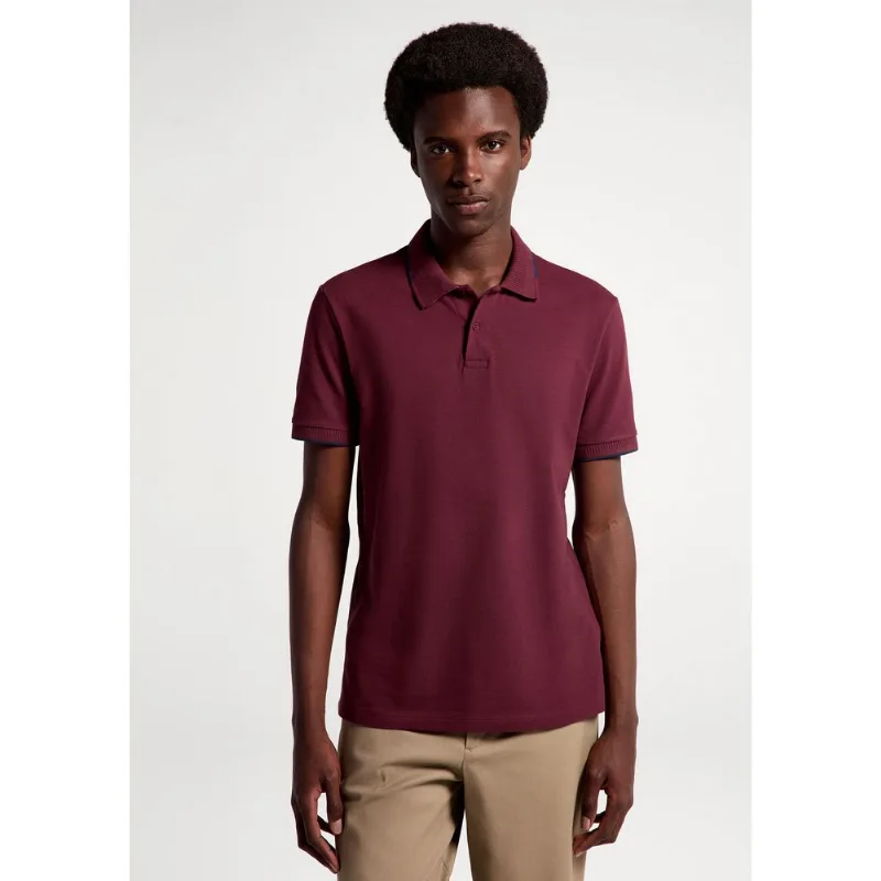 Polo Masculina Manga Curta Em Piquet - Vermelho XG